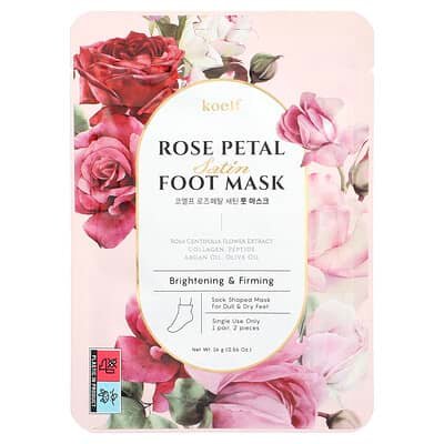 صورة منتج Koelf Koelf Rose Petal Satin Foot Mask 1 Pair 0 56 Oz 16 G بحجم 2 count