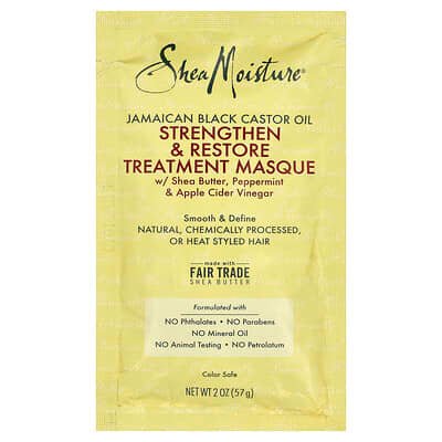 صورة منتج SheaMoisture Sheamoisture Jamaican Black Castor Oil Strengthen Restore Treatment Hair Masque 2 Oz 57 G بحجم 57 جم