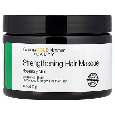 صورة منتج California Gold Nutrition California Gold Nutrition Strengthening Hair Masque Biotin Rosemary Mint 12 Oz 340 G بحجم 340 جم