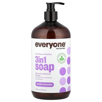 صورة منتج Everyone Everyone 3 in 1 Soap Body Wash Bubble Bath Shampoo Vanilla Lavender 32 Fl Oz 946 Ml بحجم 946 مل