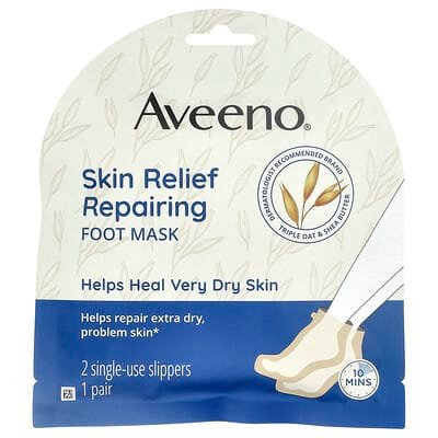 صورة منتج Aveeno Aveeno Skin Relief Repairing Foot Mask Fragrance Free 1 Pair بحجم 1 count