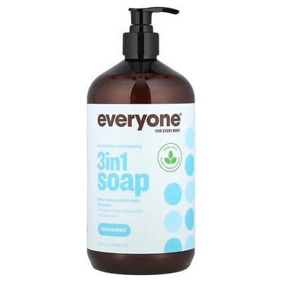 صورة منتج Everyone Everyone 3 in 1 Soap Body Wash Bubble Bath Shampoo Unscented 32 Fl Oz 946 Ml بحجم 946 مل