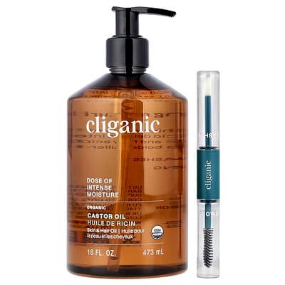 صورة منتج Cliganic Cliganic Dose Of Intense Moisture Organic Castor Oil Lash Brow Set بحجم 473