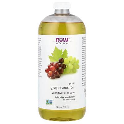 صورة منتج NOW Foods Now Foods Solutions Pure Grapeseed Oil All Skin Types بحجم 946 مل