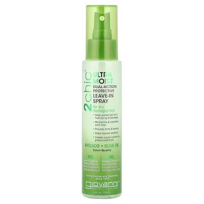 صورة منتج Giovanni Giovanni 2chic Ultra Moist Dual Action Protective Leave in Spray for Dry Damaged Hair Avocado Olive Oil 4 Fl Oz 118 Ml بحجم 118 مل