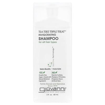 صورة منتج Giovanni Giovanni Tea Tree Triple Treat Invigorating Shampoo for All Hair Types 2 Fl Oz 60 Ml بحجم 60 مل