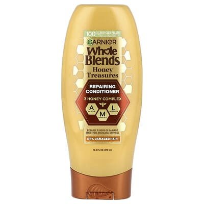 صورة منتج Garnier Garnier Whole Blends Repairing Conditioner Dry Damaged Hair Honey Treasures بحجم 370 مل