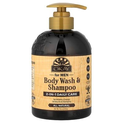 صورة منتج Okay Pure Naturals Okay Pure Naturals Body Wash Shampoo for Men 16 Oz 473 Ml بحجم 453 جم