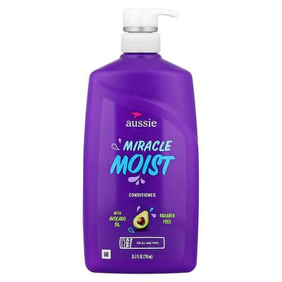 صورة منتج Aussie Aussie Miracle Moist Conditioner With Avocado Oil For All Hair Types بحجم 778 مل