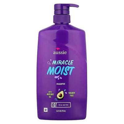 صورة منتج Aussie Aussie Miracle Moist Shampoo with Avocado Oil for All Hair Types 26 2 Fl Oz 778 Ml بحجم 778 مل