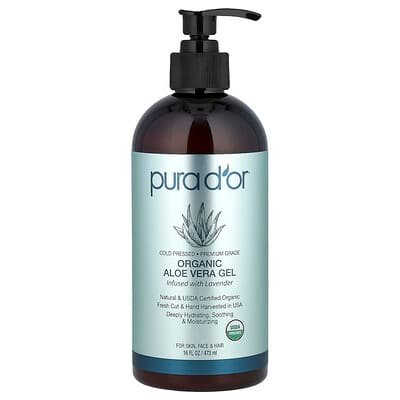 صورة منتج Pura D'or Pura D Or Organic Aloe Vera Gel Infused with Lavender 16 Fl Oz 473 Ml بحجم 473 مل