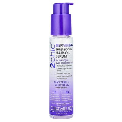 صورة منتج Giovanni Giovanni 2chic Repairing Super Potion Hair Oil Serum Blackberry Coconut Oil 2 75 Fl Oz 81 Ml بحجم 81 مل