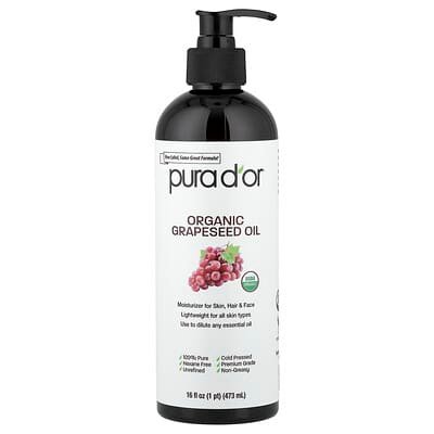 صورة منتج Pura D'or Pura D Or Organic Grapeseed Oil 16 Fl Oz 473 Ml بحجم 473 مل