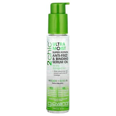 صورة منتج Giovanni Giovanni 2chic Ultra Moist Super Potion Anti Frizz Binding Serum Oil for Dry Damaged Hair Avocado Olive Oil 2 75 Fl Oz 81 Ml بحجم 81 مل