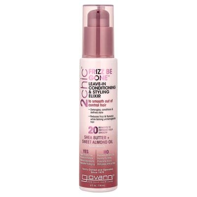 صورة منتج Giovanni Giovanni 2chic Frizz Be Gone Leave in Conditioning Styling Elixir Shea Butter Sweet Almond Oil 4 Fl Oz 118 Ml بحجم 118 مل