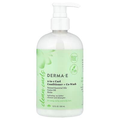 صورة منتج DERMA E Derma E Clean Curls 2-in-1 Curl Conditioner Co Wash For Wavy Curly And Coily Hair بحجم 355 مل