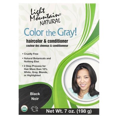 صورة منتج Light Mountain Light Mountain Color the Gray Natural Hair Color Conditioner Black 7 Oz 198 G بحجم 198 جم