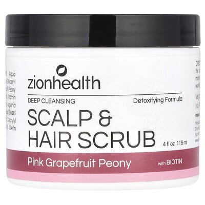 صورة منتج Zion Health Zion Health Scalp Hair Scrub with Biotin Pink Grapefruit Peony 4 Fl Oz 118 Ml بحجم 118 مل