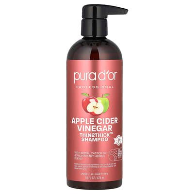 صورة منتج Pura D'or Pura D Or Apple Cider Vinegar Thin2thick Shampoo 16 Fl Oz 473 Ml بحجم 473 مل