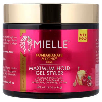 صورة منتج Mielle Mielle Maximum Hold Gel Styler For Thick Curly Hair Pomegranate Honey Blend بحجم 454 جم