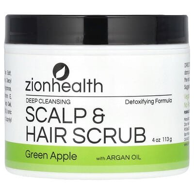 صورة منتج Zion Health Zion Health Deep Cleansing Scalp Hair Scrub With Argan Oil Green Apple بحجم 113 جم
