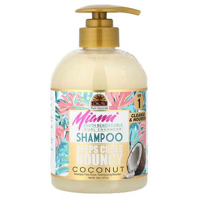 صورة منتج Okay Pure Naturals Okay Pure Naturals Miami South Beach Curls Curl Enhancer Shampoo Coconut 16 Oz 473 Ml بحجم 453 جم
