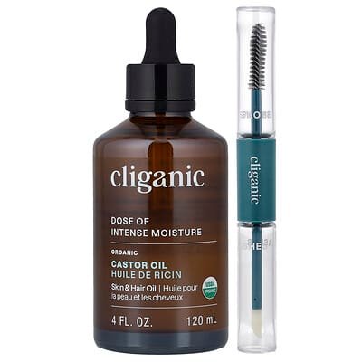 صورة منتج Cliganic Cliganic Dose of Intense Moisture Organic Castor Oil Lash Brow Set 4 Fl Oz 120 Ml بحجم 120 مل