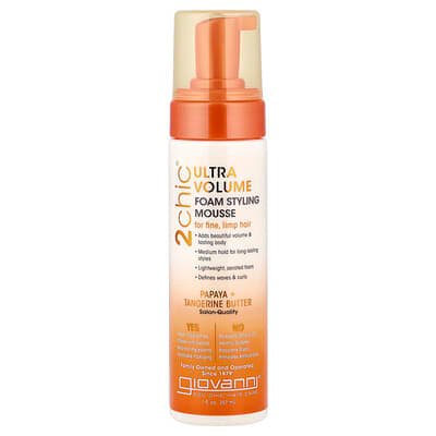 صورة منتج Giovanni Giovanni 2chic Ultra Volume Foam Styling Mousse for Fine Limp Hair Papaya Tangerine Butter 7 Fl Oz 207 Ml بحجم 207 مل