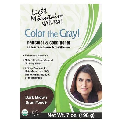 صورة منتج Light Mountain Light Mountain Color the Gray Natural Hair Color Conditioner Dark Brown 7 Oz 198 G بحجم 198 جم