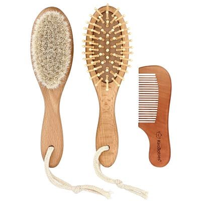 صورة منتج KeaBabies Keababies Baby Hair Brush And Comb Set Dark Walnut بحجم 3 count