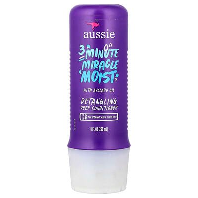 صورة منتج Aussie Aussie 3 Minute Miracle Moist Detangling Deep Conditioner for Straight Wavy Curly Hair 8 Fl Oz 236 Ml بحجم 236 مل