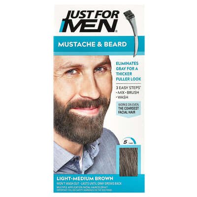 صورة منتج Just for Men Just For Men Mustache Beard Brush In Color Gel M 30 Light Medium Brown 1 Multiple Application Kit بحجم 6 count