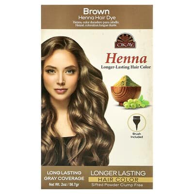 صورة منتج Okay Pure Naturals Okay Pure Naturals Henna Longer Lasting Hair Color Brown بحجم 4 count