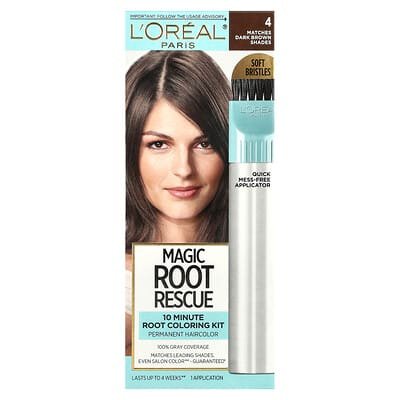 صورة منتج L'Oréal L Or Al Magic Root Rescue 10 Minute Root Coloring Kit 4 Dark Brown 1 Application بحجم 3 count