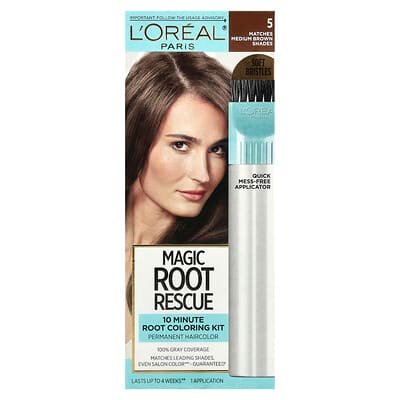 صورة منتج L'Oréal L Or Al Magic Root Rescue 10 Minute Root Coloring Kit 5 Medium Brown 1 Application بحجم 3 count
