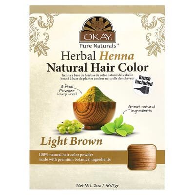 صورة منتج Okay Pure Naturals Okay Pure Naturals Herbal Henna Natural Hair Color Light Brown بحجم 3 count