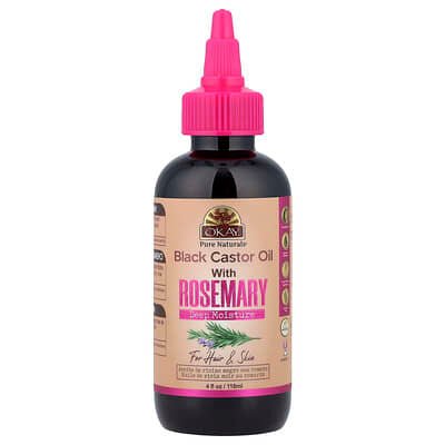 صورة منتج Okay Pure Naturals Okay Pure Naturals Black Castor Oil with Rosemary for Hair Skin 4 Fl Oz 118 Ml بحجم 118 مل
