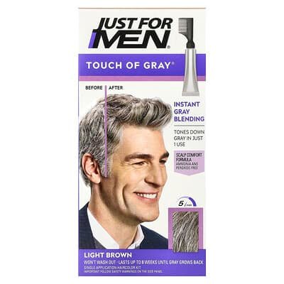 صورة منتج Just for Men Just For Men Touch Of Gray T 25 Light Brown Single Application Haircolor Kit بحجم 2 count