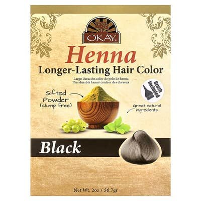 صورة منتج Okay Pure Naturals Okay Pure Naturals Henna Longer Lasting Hair Color Black بحجم 4 count