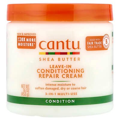صورة منتج Cantu Cantu Shea Butter Leave in Conditioning Repair Cream for Curls Coils Waves 16 Oz 453 G بحجم 453 جم