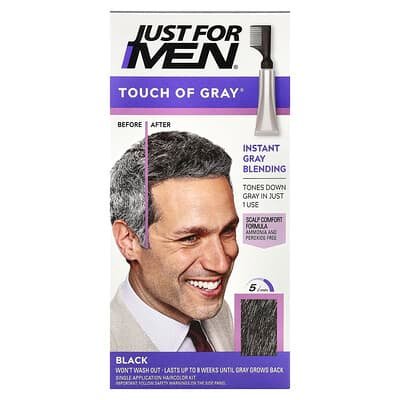 صورة منتج Just for Men Just for Men Touch of Gray T 55 Black Single Application Haircolor Kit بحجم 4 count