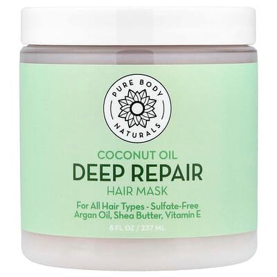صورة منتج Pure Body Naturals Pure Body Naturals Coconut Oil Deep Repair Hair Mask 8 8 Fl Oz 260 Ml بحجم 260 مل