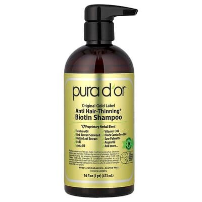 صورة منتج Pura D'or Pura D Or Anti Hair Thinning Biotin Shampoo 16 Fl Oz 473 Ml بحجم 473 مل