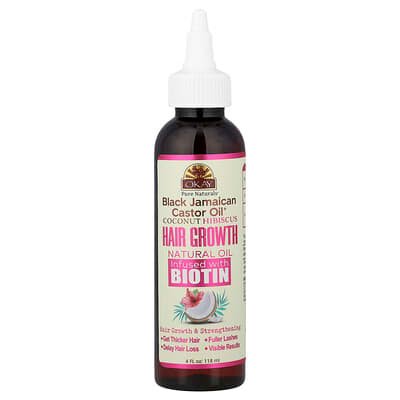 صورة منتج Okay Pure Naturals Okay Pure Naturals Black Jamaican Castor Oil Coconut Hibiscus Hair Growth Natural Oil Infused With Biotin بحجم 118