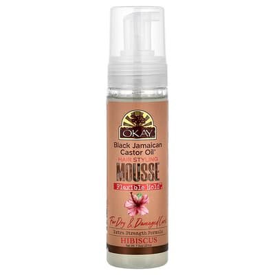 صورة منتج Okay Pure Naturals Okay Pure Naturals Black Jamaican Castor Oil Hair Styling Mousse Flexible Hold For Dry Damaged Curls Hibiscus بحجم 212 جم