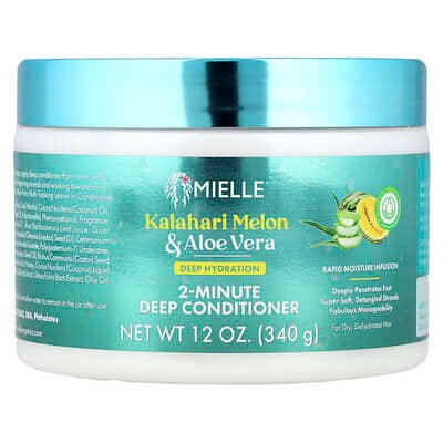 صورة منتج Mielle Mielle Deep Hydration 2 Minute Deep Conditioner for Dry Dehydrated Hair Kalahari Melon Aloe Vera 12 Oz 340 G بحجم 340 جم