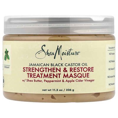 صورة منتج SheaMoisture Sheamoisture Jamaican Black Castor Oil Strengthen Restore Treatment Masque 11 5 Oz 326 G بحجم 326 جم