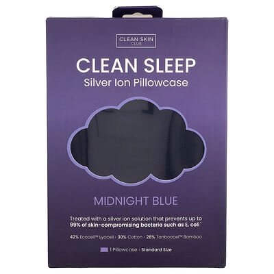 صورة منتج Clean Skin Club Clean Skin Club Clean Sleep Silver Ion Pillowcase Midnight Blue بحجم 1 count